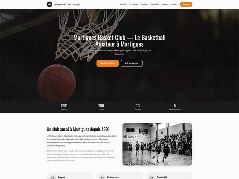 Aperçu template Club & Association