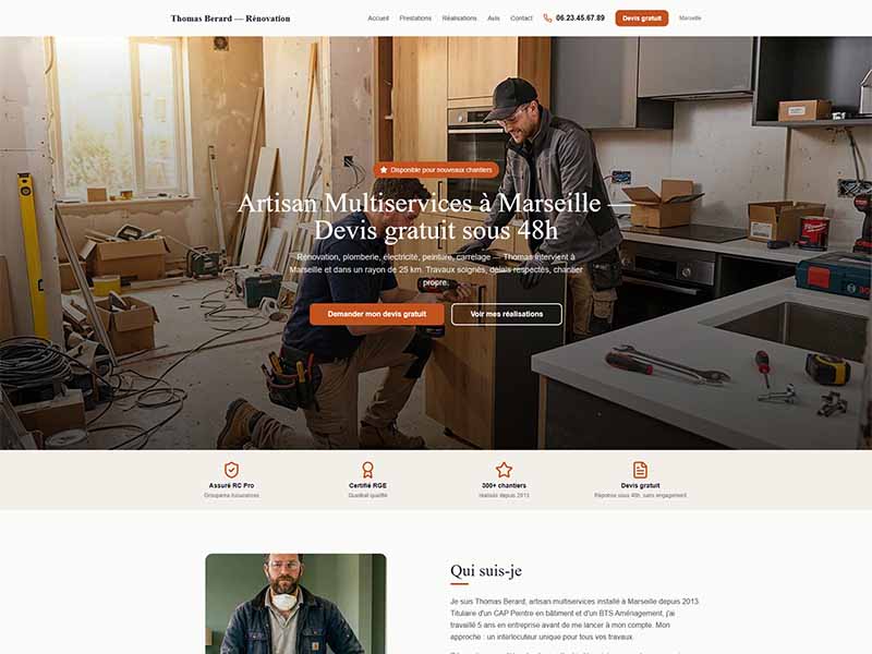 Aperçu template Artisan & Rénovation
